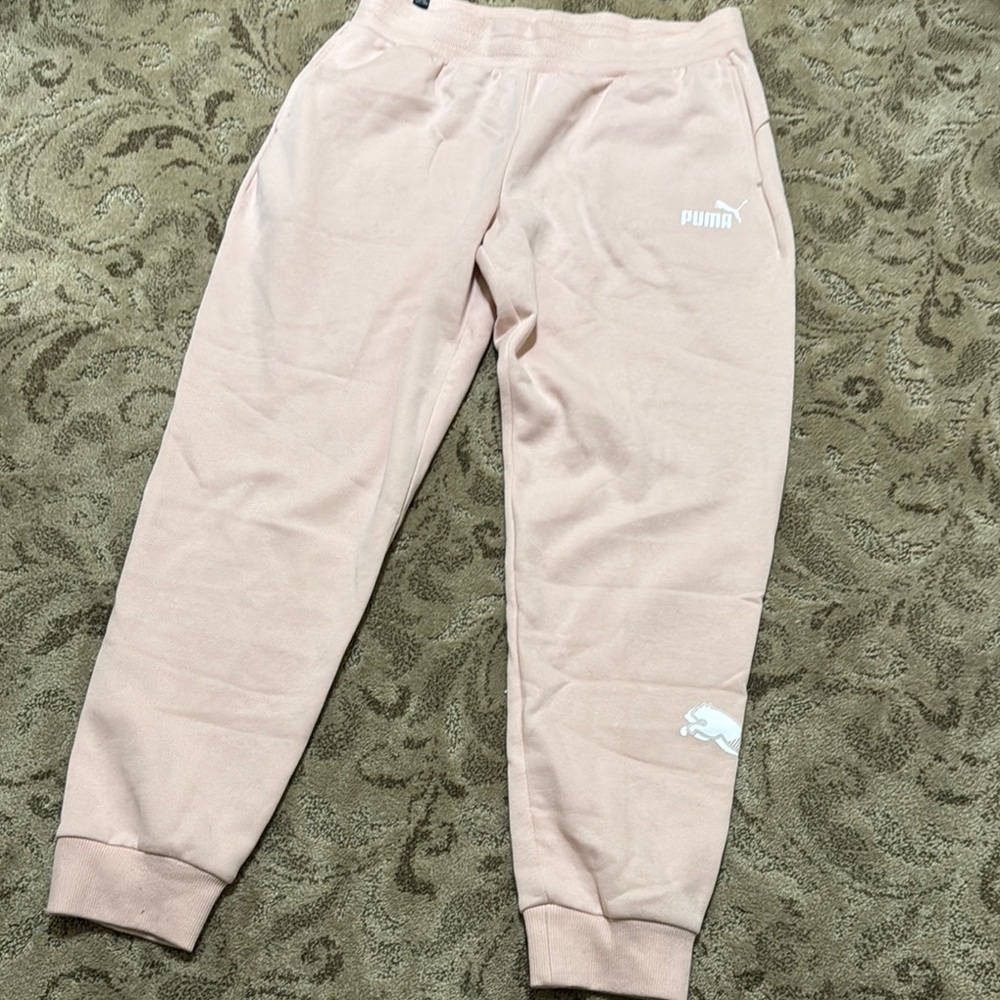 Puma Pink Sweatpants Joggers with Elastic Cuffs
